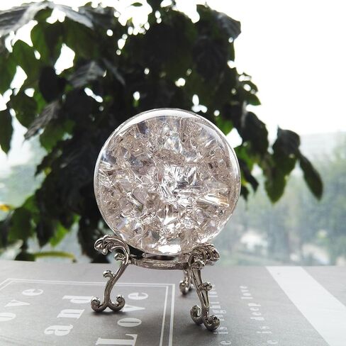 TWINKLING Crystal Ball, Crystal Glass Sphere with Stand, Paperweights Crystal Balls for Witchcraft, Home Decor Accessories Modern Interior Design, 60mm/2.36inch (Air Bubble) in Saudi Arabia