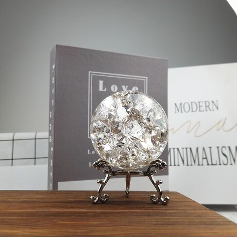 TWINKLING Crystal Ball, Crystal Glass Sphere with Stand, Paperweights Crystal Balls for Witchcraft, Home Decor Accessories Modern Interior Design, 60mm/2.36inch (Air Bubble) in Saudi Arabia