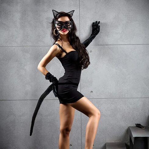 Cat Tail Costume Accessory,Long FurryCat Tail,Cat Cosplay Accessories for Halloween Costume Women Adult Kid in Saudi Arabia