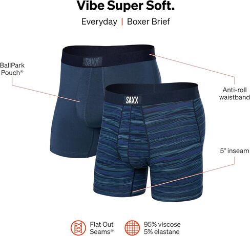 SAXX Underwear Co. - Men's Vibe Super Soft Boxer Brief 2Pk With Built-In Pouch Support - Underwear For Men in Saudi Arabia