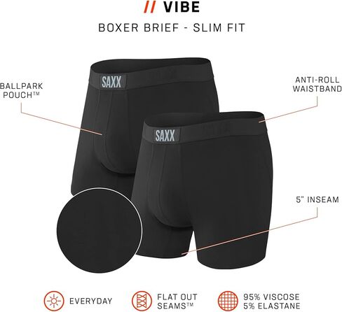 شركة SAXX للملابس الداخلية - ملابس داخلية للرجال فائقة النعومة من Vibe 2Pk مع دعم الحقيبة المدمجة - ملابس داخلية للرجال in Kuwait