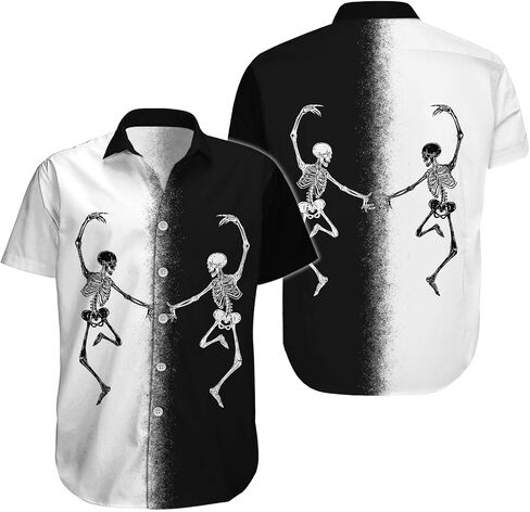 34HD Gifts for Halloween, Halloween Button Down Shirt for Men, Skull Shirt for Men, Skull Gifts, for Men in Kuwait