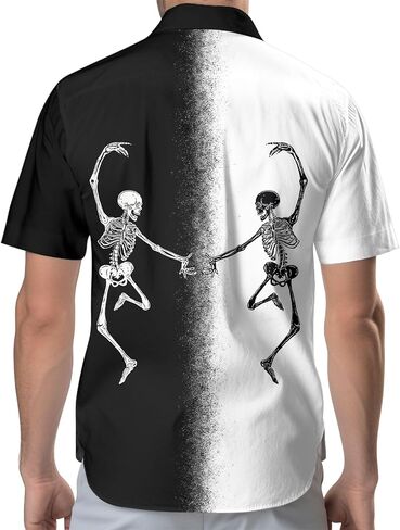 34HD Gifts for Halloween, Halloween Button Down Shirt for Men, Skull Shirt for Men, Skull Gifts, for Men in Kuwait