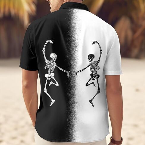 34HD Gifts for Halloween, Halloween Button Down Shirt for Men, Skull Shirt for Men, Skull Gifts, for Men in Kuwait