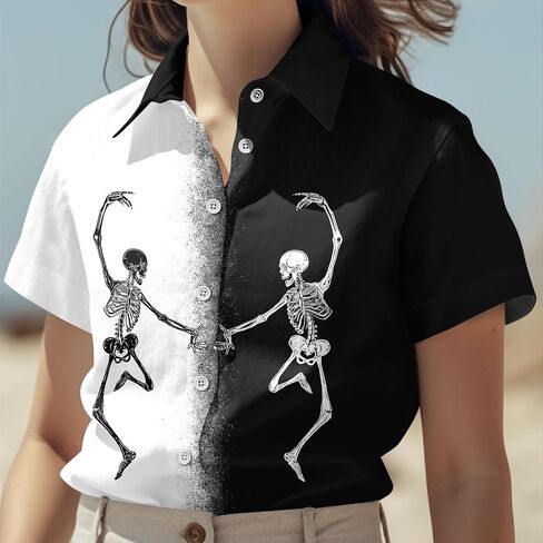 34HD Gifts for Halloween, Halloween Button Down Shirt for Men, Skull Shirt for Men, Skull Gifts, for Men in Kuwait