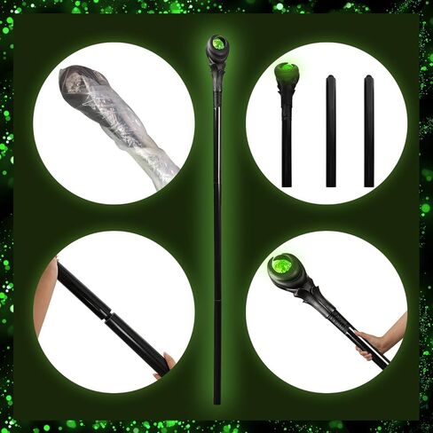 طاقم عمل مالفيسنت ديلوكس مقاس 51 بوصة من COSGO مع صولجان معالج الضوء الأخضر الجرم السماوي الدعائم السحرية للهالوين (الضوء الأخضر) in Saudi Arabia