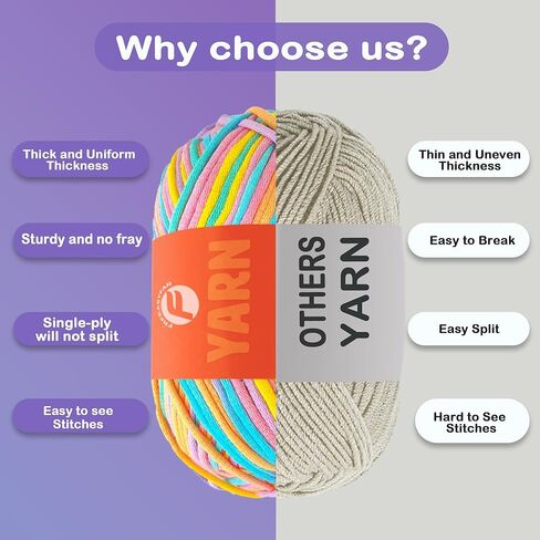3.5oz/120 ياردة غزل سهل للمبتدئين، غزل الكروشيه والحياكة للمبتدئين مع غرز سهلة الرؤية، متوسط ​​الوزن الصوفي #4؛ غزل مزيج القطن لأميجورومي DIY (مرجاني، 1 خصلة) in Kuwait