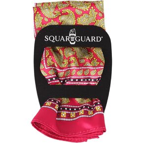 Red/Yellow Paisley Pocket Square & Pocket Square Holder, Large