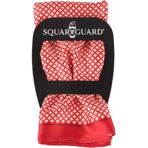 Red/Ivory Geometric Pocket Square & Pocket Square Holder, Large