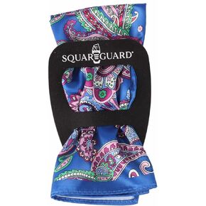 Cornflower/Pink Paisley Pocket Square & Pocket Square Holder, Large