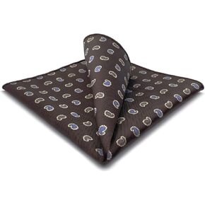 S&W SHLAX&WING Pocket Squares for Men Blue Brown Paisley for Business XL Woven