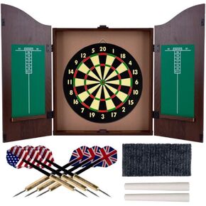 TG Dartboard Cabinet Set with Realistic Walnut Finish, brown, (15-DG910)