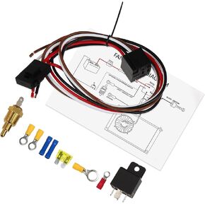 Electric Fan Relay Kit with 185'F On-175'F Off Thread-in Probe 40A Radiator Electric Cooling Fan Wiring Install Kit Waterproof Automotive Fan Wiring Kit Controller 1 Set Auto Parts
