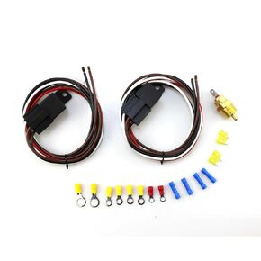 Dual Electric Fan Relay Kit 40 AMP Automotive Relay Thermostat Switch Kit for Radiators Fans Temperature Sensor Switch 185 On 175 Off, 12V Electric Cooling Radiator Fan Relay Switch Wiring