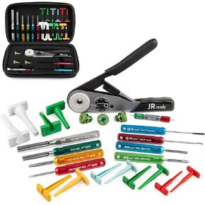 JRready 25Pcs ST2173 Deutsch Connectors Tool Kit, ACT-HDT Crimp Tool for Deutsch Size 12#16#20# Solid Contact Connectors with Deutsch Pin Removal Tools Kit for 4#8#12#16#20# Contacts