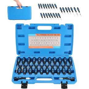 Terminal Removal Tool Kit, 23Pcs Terminal Ejector Kit with Stainless Steel Tips, Universal Wire Connector Removal Pin Extractor Release Tool for American Domestic and Imported Vehicles