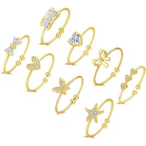 8PCS 18K Gold Plated Toe Rings for Women Adjustable Thin Toe Rings Open Band Toe Rings Summer Beach Foot Jewelry Sets Stylish Toe Rings For Women Gold and Silver Toe Rings for Gifting