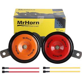 【2 pack】Disc Horn High Universal Electric Horn - 110db-12V loud - Compatible with Passenger Car, Commercial/Off-Road Vehicle, ATVs, Scooter, Dirt/Pocket Bikes, Motorcycles & More,