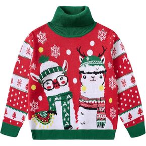 Kids Ugly Christmas Sweater for 2-7 Years Toddler Thick Xmas Pullover Girls Boys Novelty Turtleneck Funny Top