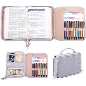 Triple-fold Bible Cover for Women,Mens Bible Case,Bible Carrying Case for Girls, Boys, Bible Bags with Handle and Zippered Pocket for Bible Study Suppliers, Bible Carrier, Book Gift, Christian Gifts