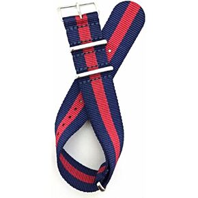 NewLife 24mm Red/Navy Blue, Military Style, Nylon Fabric Watch Band | Vintage, Heavy Duty Replacement Wrist Strap that brings to Any Watch for Men and Women - Red/Navy Blue