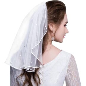 Bridal Veil Wedding Veils Women White Headpiece with Comb for Bride Shower Hen Party Costume Girls First Communion