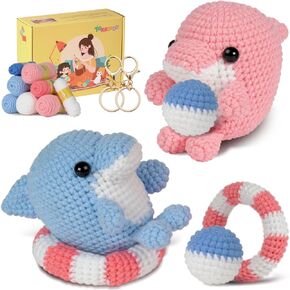 TAKADODO Crochet Kit for Beginners - Learn to Crochet Kits for Adults Beginner with Step-by-Step Video Tutorials - Crochet Kits for Adults and Kids (Orange)