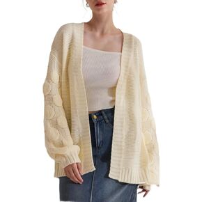 Cardigan Sweater for Women, Long Sleeve V-Neck Knit Bubble Outfit