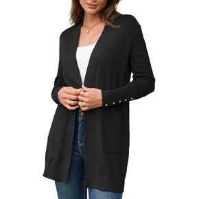 BB&KK Women's Cardigan Sweaters Button Cuff Long Sleeve Knit Open Front Jacket Casual Fall Coat with Pockets