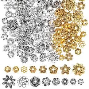 Flower Spacer Beads Caps Gold Silver Filigree Bead Caps Metal Filigree Flower Cup Shape Bead Bails End Charm Caps Bead Caps For Jewelry Making Bracelet Necklace Earrings Diy Crafts Supplies