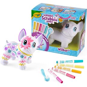 Crayola Scribble Scrubbie Jumbo Pet - Wilbur (6in), Customizable Dog Toy for Kids, Washable Animal Art Kit, Gifts for Girls & Boys, Easter Basket Stuffer