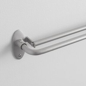 Eclipse Clinton Curtain Rods, Black Out Curtain Rod, 5/8 Inch Double Bar Wrap Around Adjustable Curtain Rod, Curtain Rods For Windows 48 to 86 Inch, Brushed Nickel Curtain Rod