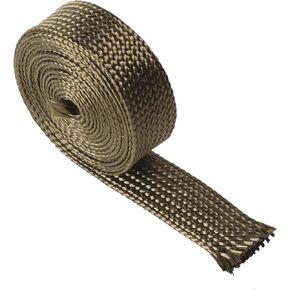 1/2'' ID Basalt Heat Shield Wrap Sleeve, Adjustable High-Temperature Resistant Spark Plug Wire Heat Sleeve for Car Motorcycles Wire Loom Brake Cable Fuel Line Hose Protection, Titanium 5FT