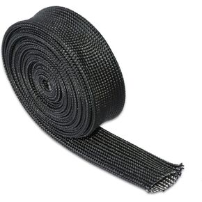 1/2'' ID Basalt Heat Shield Wrap Sleeve, Adjustable High-Temperature Resistant Spark Plug Wire Heat Sleeve for Car Motorcycles Wire Loom Brake Cable Fuel Line Hose Protection, Titanium 5FT