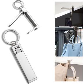 KISOY 2Pcs Purse Hook for Table 2-in-1 Table Wallet Hooks and Phone Holders, Foldable Handbag Hangers Purse Hanger Storage Bag Hook for Desk Portable (Silvery, S)