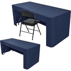 Nasitos 2 Pack Black Tablecloth 6 Foot-Open Back Fitted Tablecloth Rectangle Table Fitted, Washable Fabric Trade Show Table Cover for Folding Table, Craft Show, Display, Parties, Wedding, Events