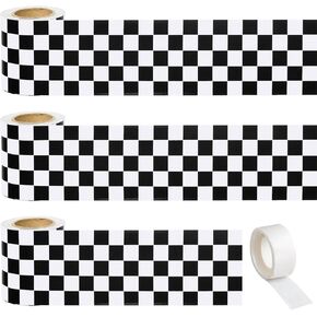 99 Feet Checkered Flag Bulletin Board Borders Road Race Car Straight Borders Race Track Bulletin Board Border Trim Racing Classroom Decoration for Retro Racing Theme Back to School Party Decor,3 Rolls