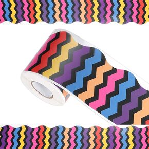 uxcell Bulletin Board Borders, 65.6Ft x 2.75Inch Rolled Classroom Border Trim Notice Board Frame for Classroom Decoration, Color Wave
