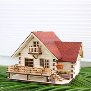Desktop Wooden Model Kit Log House Cafe