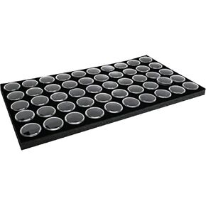 Novel Box 50 Count Gem, Mineral, Specimen Jar Display Foam Insert in Black (14.5X7.8X0.75)