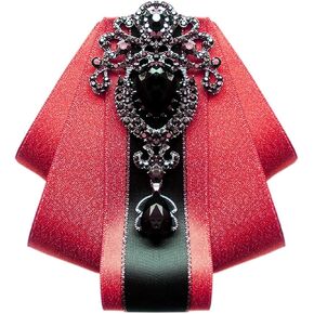 Bow Ties for Men Wedding Suit Banquet Dress Fashion Silk Solid Pre-Tied Crystal Brooch Pins Bow tie