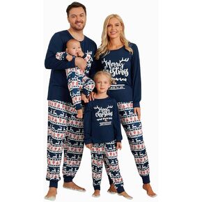 Fashionme 2023 Christmas Matching Family/Couple Matching Pajamas Holiday PJ's Sleepwear Loungewear Soft