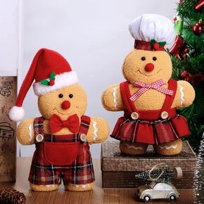 2PC Gingerbread Man Christmas Decorations Indoor for Christmas Ornament Home Decor Gingerbread Doll for Gift Door Window Table Tree Holiday Xmas Season Decor