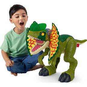 Fisher-Price Imaginext Jurassic World Dinosaur Toy Thrash Attack Dilophosaurus 16+ Inch with Lights & Sounds for Pretend Play Kids Ages 3+ Years in Kuwait