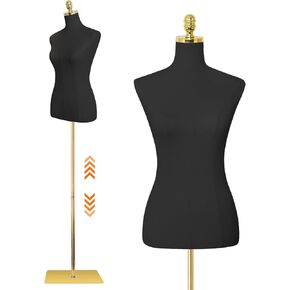 SHAREWIN Mannequin Torso Dress Form 40.55-73.23 Inch Height Adjustable Female Model Display Mannequin Body with Metal Bracket and Rectangular Base for Sewing Dressmakers Dress Jewelry Display, Beige