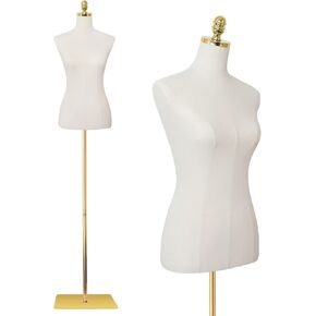 SHAREWIN Mannequin Torso Dress Form 40.55-73.23 Inch Height Adjustable Female Model Display Mannequin Body with Metal Bracket and Rectangular Base for Sewing Dressmakers Dress Jewelry Display, Beige