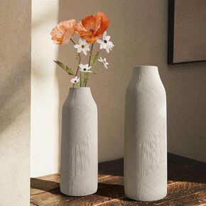 9.25 inch Rustic Pottery Clay Jug Farmhouse Ceramic Flower Vase Whitewashed Terracotta Floor Vases for Decorative Centerpiece Minimalism Home Decor Aesthetic Living Room Bedroom Table Mantel