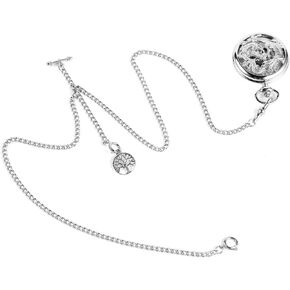 Pocket Watch Chain T-bar Chain Albert Chain with Life Tree Pendant