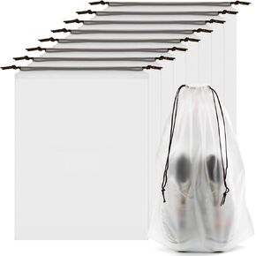 50pcs Clear Shoe Bags for Travel, 15.7" x 11.8" Shoe Dust Bags with Drawstring, Waterproof Shoe Bags for Storage, Portable Travel Shoe Bag for Men and Women