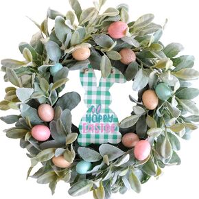 idyllic Easter Wreath with Colorful Eggs for Front Door Wall Decor Holiday Decoration 18"